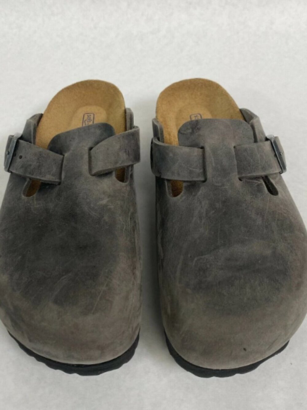 Birkenstock Boston Soft Footbed Iron Oiled Leather Narrow Width Sandals
